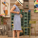 Robe Tia - Coton rayé bleu - Quintessence