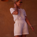 Short Laurie - nid d'abeille blanc - Quintessence