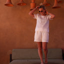 Short Laurie - nid d'abeille blanc - Quintessence