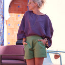 Short Laurie - sergé de coton vert Granny Smith - Quintessence