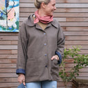 Veste Kaï en lin chocolat - Quintessence