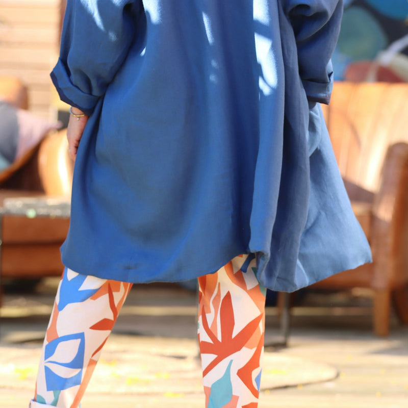 Veste Kimono Aiko en lin bleus - Quintessence
